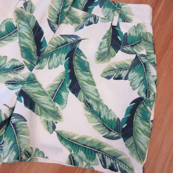 AMANDA UPRICHARD Wallace Beverly Linen Blend Shorts XS Banana Leaf Palm Leaves - Picture 4 of 13